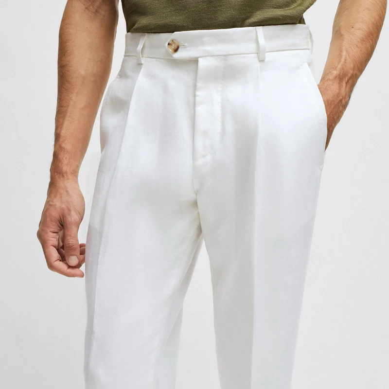 Pantaloni da uomo bianchi tendenza britannica 2024 primavera e autunno nuovi prodotti pantaloni personalizzati di alta qualità per uomo