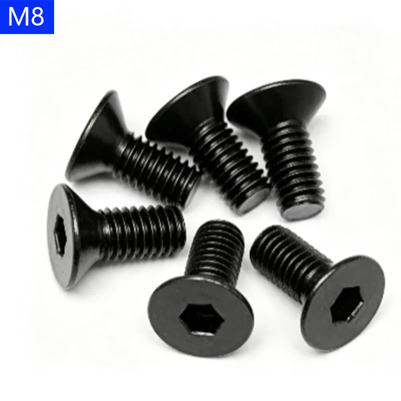 M8 - 1.25  8mm DIN7991 Black 10.9 Class Alloy Steel Hex Socket Countersunk Head Screw Flat Hex Socket bolts DIN 7991