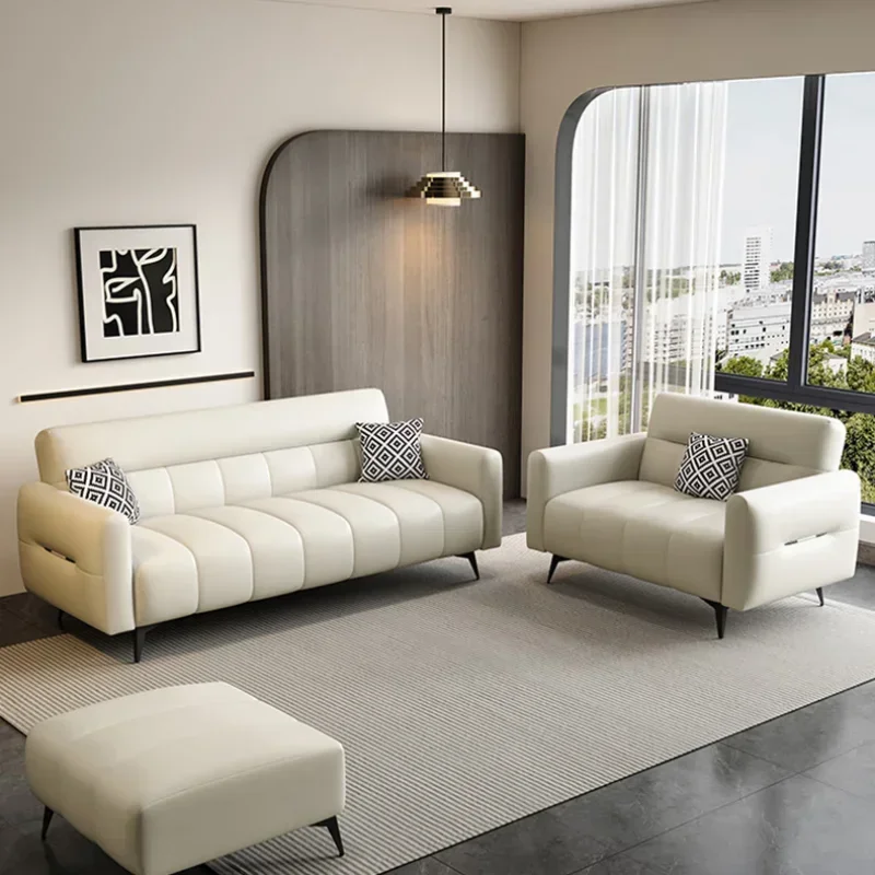 Small apartment cat claw leather, folding sofa bed, dual-purpose multi-function rental room, beige cat claw leather piano