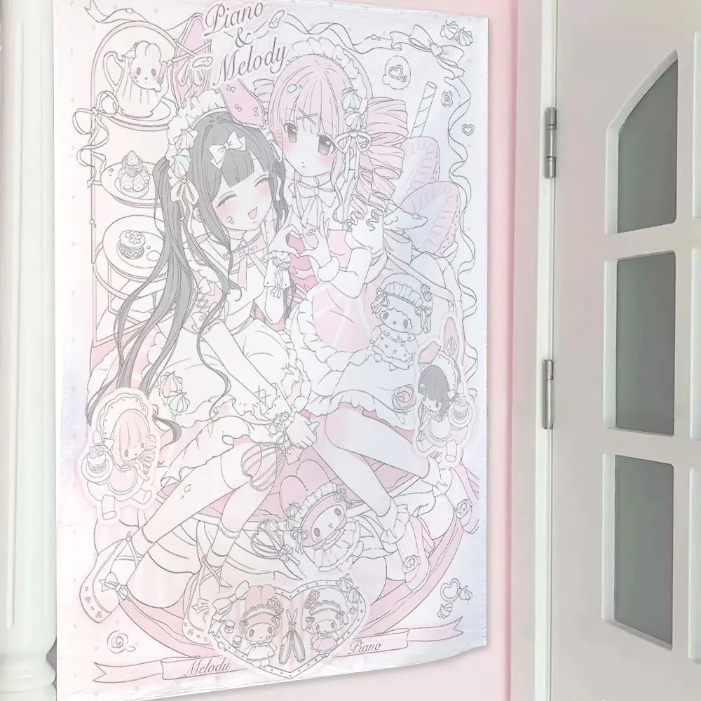 Original Nischenmädchenbild Wandteppich Y2K Charakter Wandteppich hängendes Tuch kann im Schlafzimmer und im Wohnzimmer aufgehängt werden, um sie zu blockieren