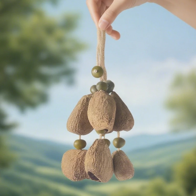 Nutshell Hand Cranked Bell Yoga Handheld Hanging Chime Portable Sound Therapy Hand Bell Accompany Bells Decoration Instrument