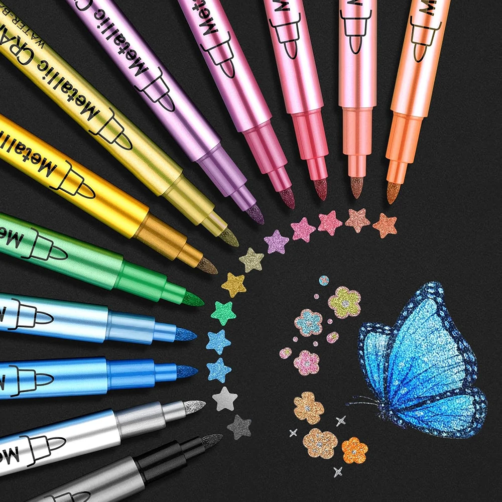 

Металлические маркеры на водной основе Металлические акриловые маркеры для Керамика Мандалы Рисование фотоальбома Открытка своими руками Наскальная живопись Стекло