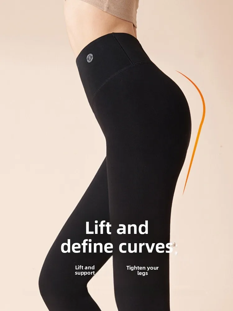 Thiened Fce Pantaloni da yoga invernali Pantaloni lunghi a vita alta da donna Dimagranti Sport caldi Fitn Arca Pantaloni in pelle Casual