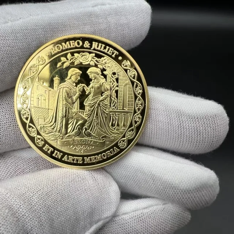 New Eternal Love Verona Commemorative Coin Romeo Juliet Style Gold Plated Enamel Collectible Art Gift for Lovers