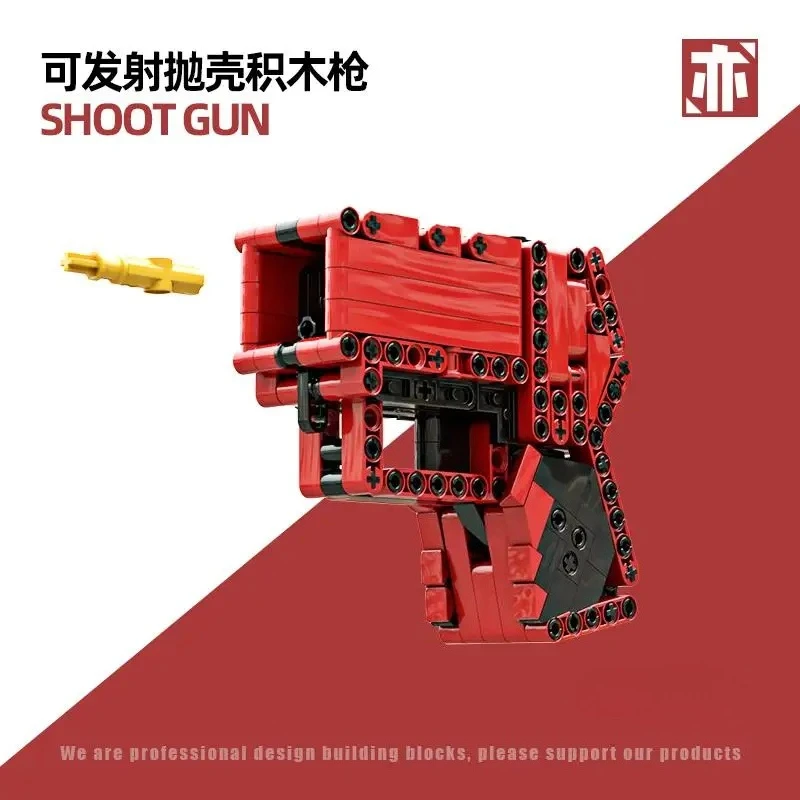 353PCS Technical Shell Ejecting Pocket Pistol Gun Building Block MOC Assemble Mechanical Shooting Toy Gift For Adult