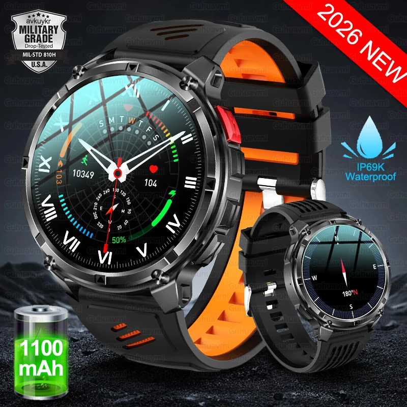 

1100mAh Large Battery Durable Adult Smart Watch GPS Strong Flashlight 10ATM Waterproof BT Call Sport Smartwatch Men