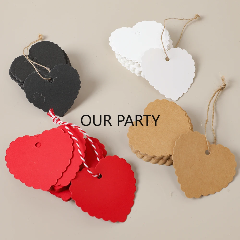 50Pcs/Set Romantic Heart Shape Gift Tag Labels Love Blessing Card for Valentine's Day Wedding Anniversary Party Decoration