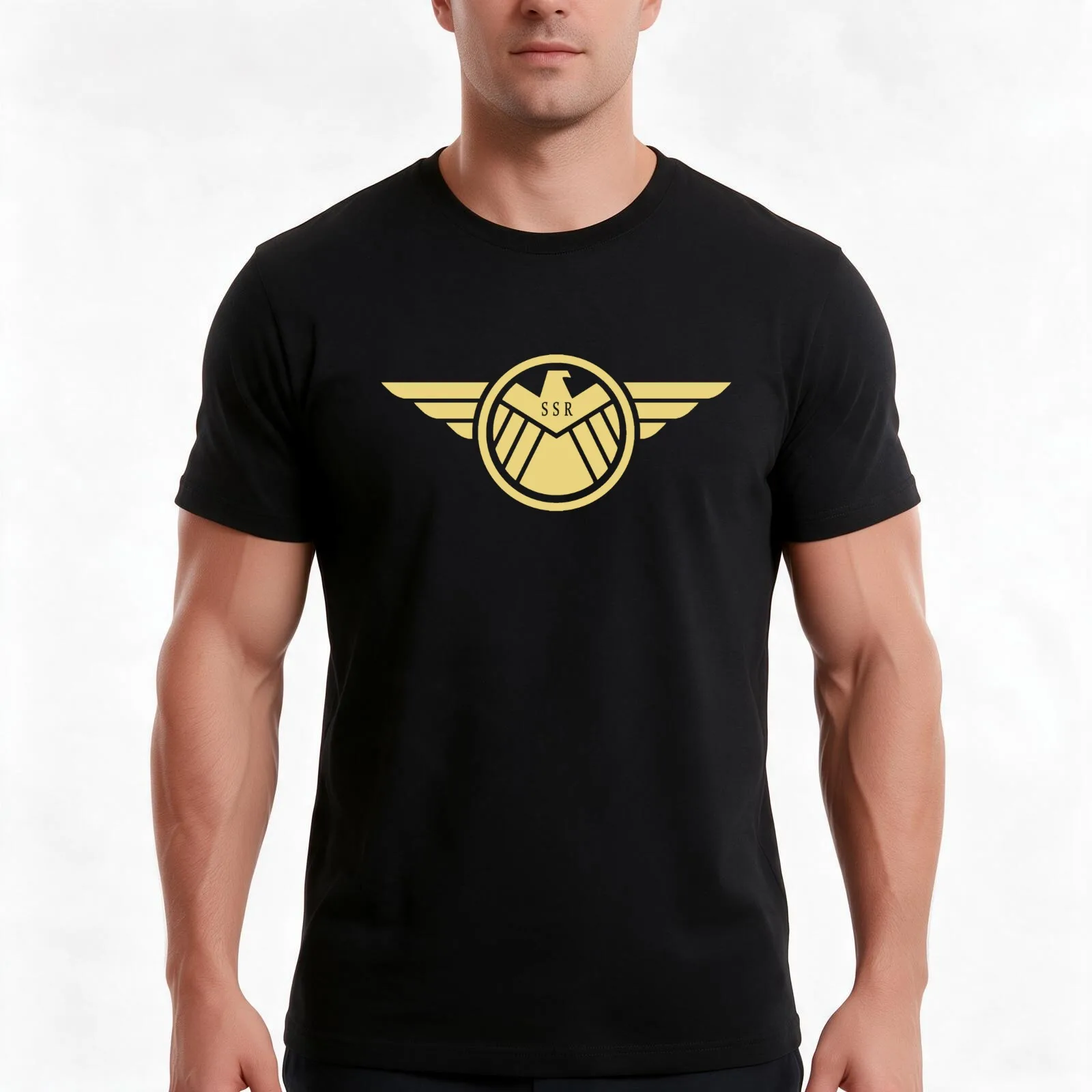 Agent Carter - Gold Wings T-Shirt, Summer Casual Cotton Tee, Oversized Streetwear Tops, Vintage Graphic Print, Unisex Men Women