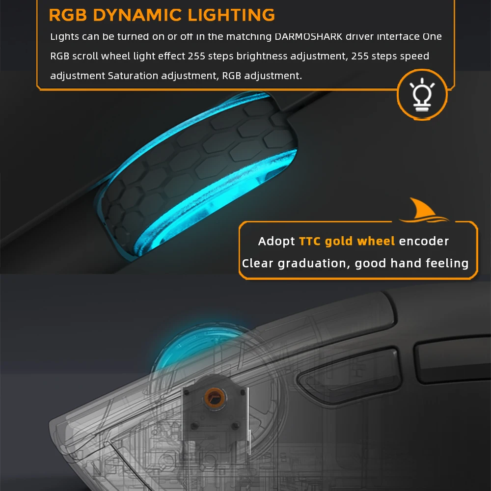 Imagem -04 - Rgb Gaming Mouse sem Fio Bluetooth Óptico Computador Laptop Suporte para pc 2k 4khz 26k Dpi Pam3395 N52840 Darmoshark-m3pro