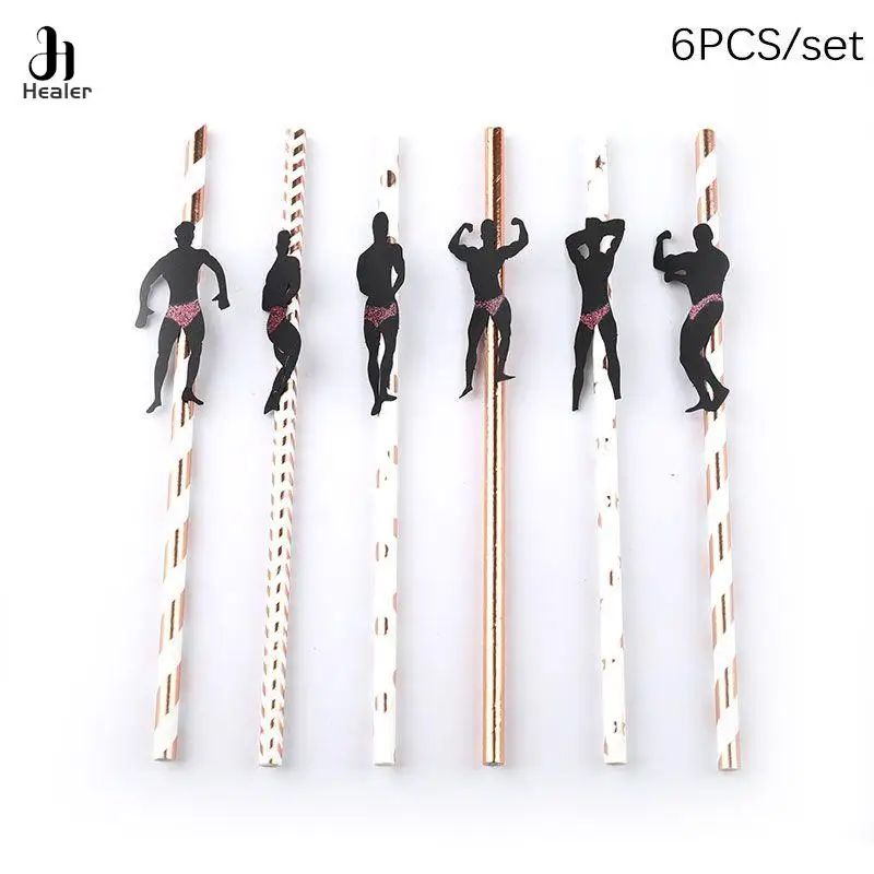 6Pcs Stripper Dancing Men cannucce decorazioni per feste di addio al nubilato cannucce festa messicana bomboniere forniture per feste per adulti