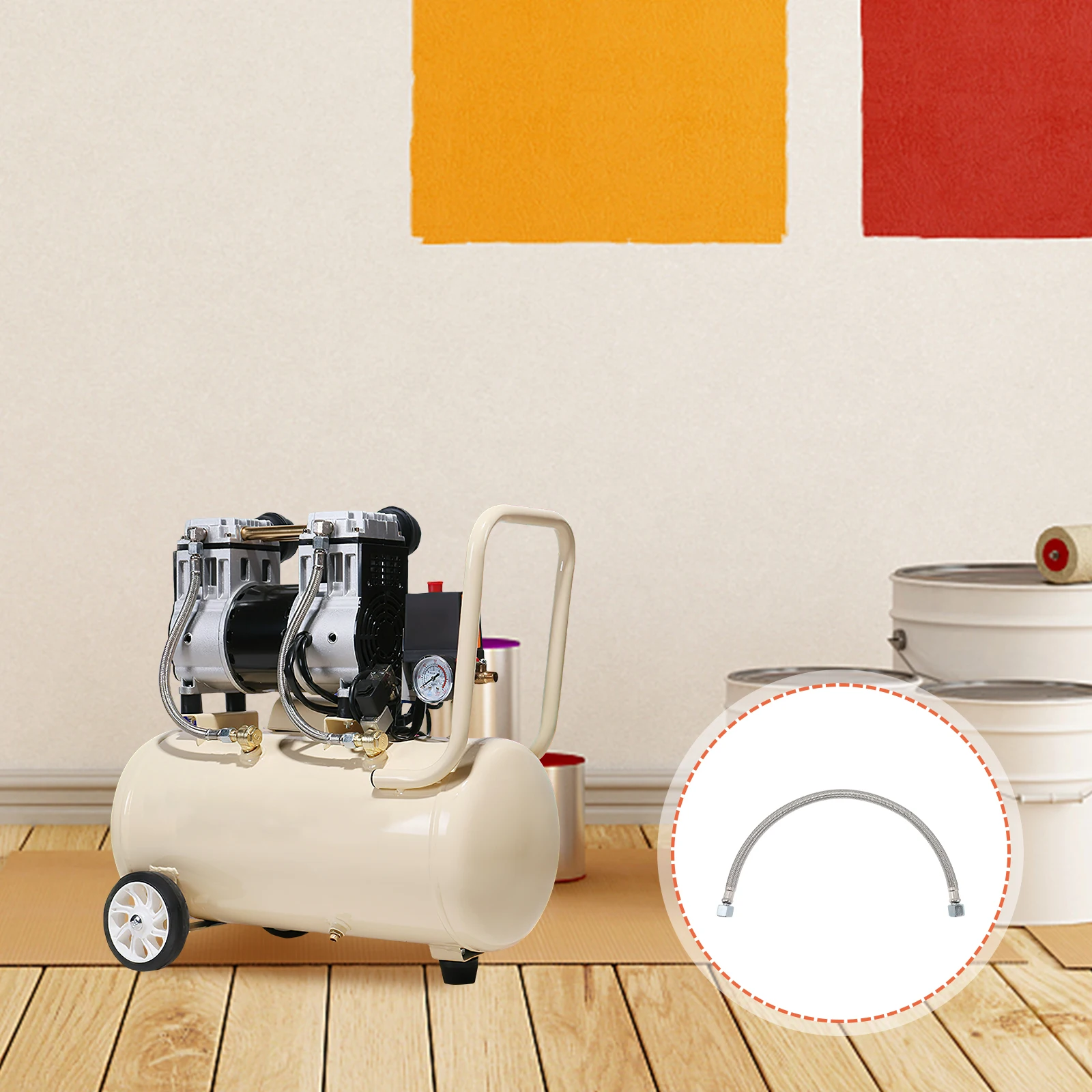 

Air Pump One-way Valve 550MM 3/8 Compressor Hose Stainless Steel Braided Leader Tube Regulator Aquarium Exhaust Replacement