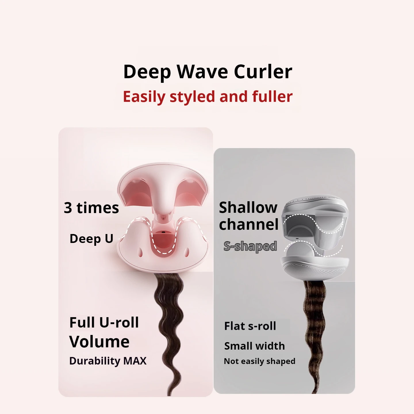 Alat Pengeriting Rambut 3 Barrel, 32mm/1.25 inci, Alat Crimper untuk Wanita, Gelombang Pantai dengan Tiga Pengaturan Suhu