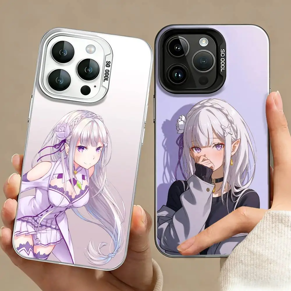 

Starting Life E-Emilia Phone Case For iPhone 17,16,15,14,13,12,11 Plus,Pro Max,XS,Colored silver phone case