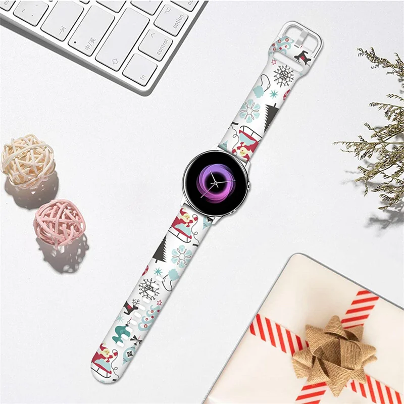 Christmas Band For Samsung Galaxy Watch 6/4/classic/5/pro/Active 2 20mm/22mm silicone sport Bracelet huawei GT-4-2e-3-Pro strap