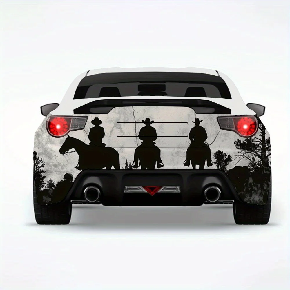 

Western_Cowboys_Silhouette автомобильная наклейка-виниловая наклейка для задней части автомобиля, водонепроницаемые самоклеящиеся виниловые наклейки для хвоста и удара автомобиля
