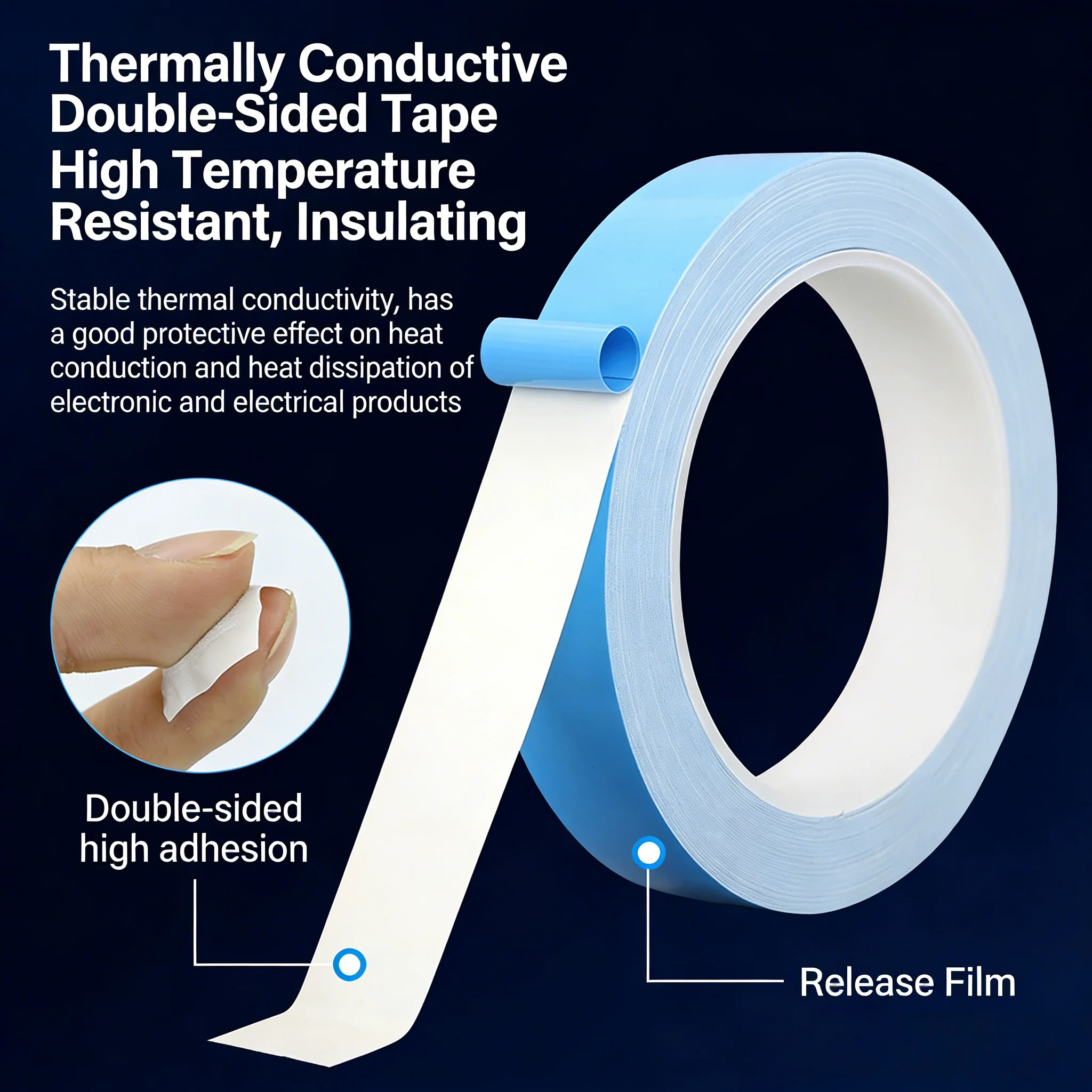 Thermal Conductive Double-Sided Tape for LED Light Strips, LCD TV Modification Kit, Electronic Chip Component Heat Dissipation view 6