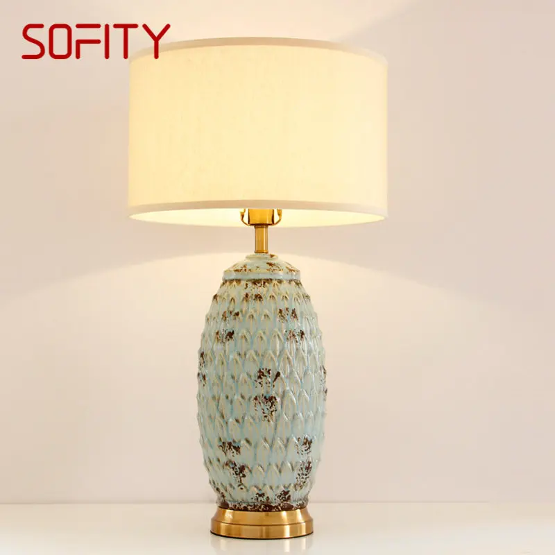 

SOFITY Modern Ceramic Table Light LED Creative Fashionable Bedside Desk Lamp for Home Living Room Bedroom Hotel Decor