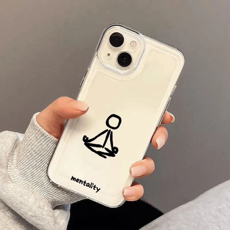 

Funny Cartoon Matchstick Men Mentality Cell Phone Case For iPhone 16 15 11 12 14 13 Pro Max Mini XSM XR 7 8 Plus Animal Covers