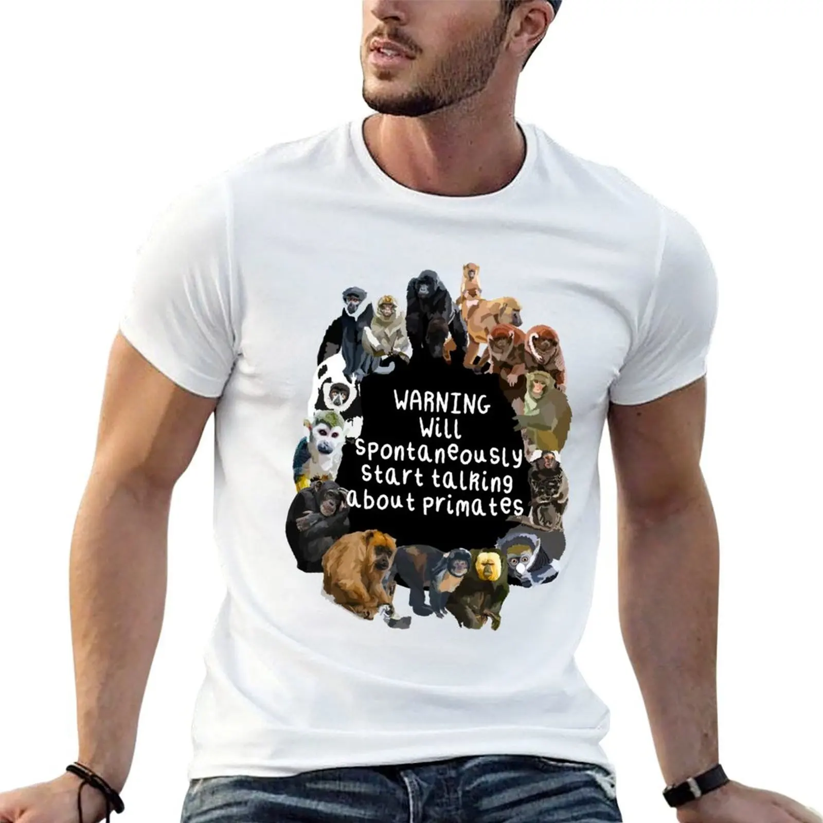 Will Spontaneously Start Talking About Primates T-Shirt t shirt man plain man t shirt cotton mens graphic t shirts T-shirt