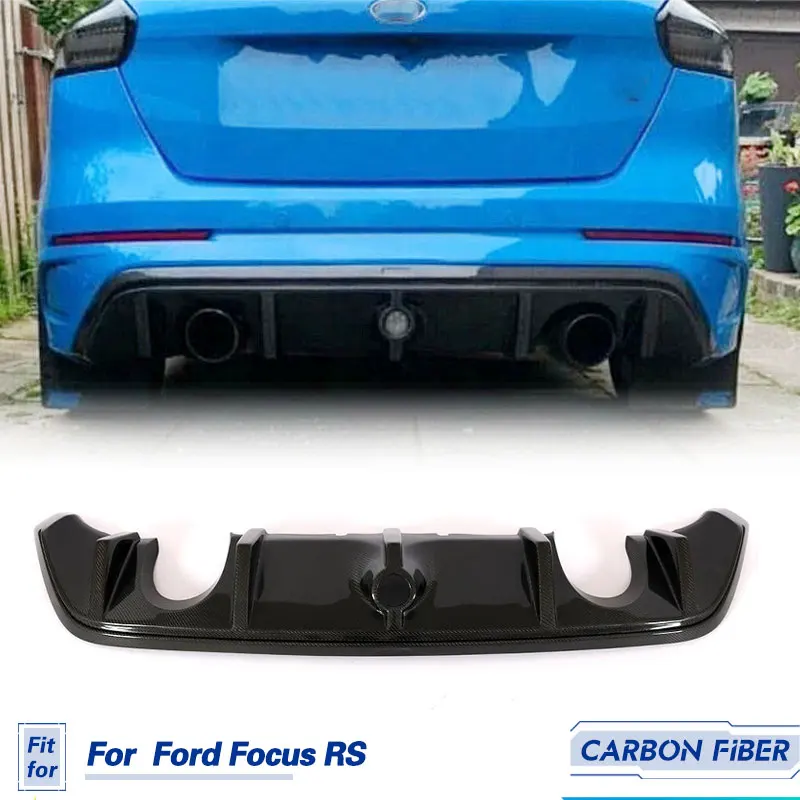 For Ford Focus RS Hatchback 2016 2017 2018 Rear Bumper Diffuser Lip Body Kit Carbon Fiber