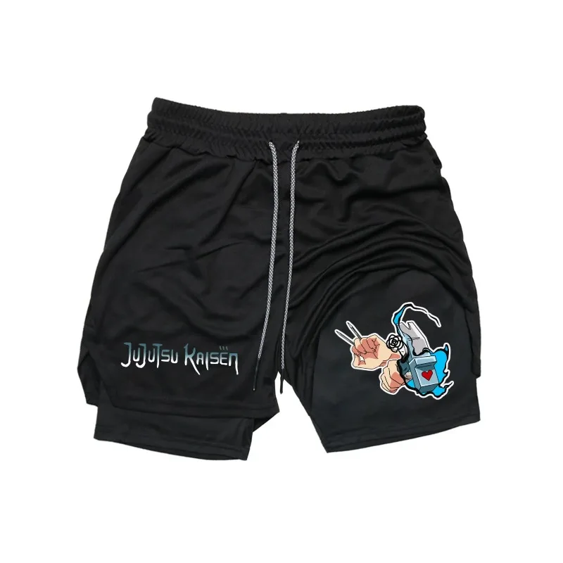 

Men's Double-deck Shorts Gothic Nobara Kugisaki Print Shorts Summer Quick Drying Sports Fitness 2-In1 Joggers Beach Short Jogger