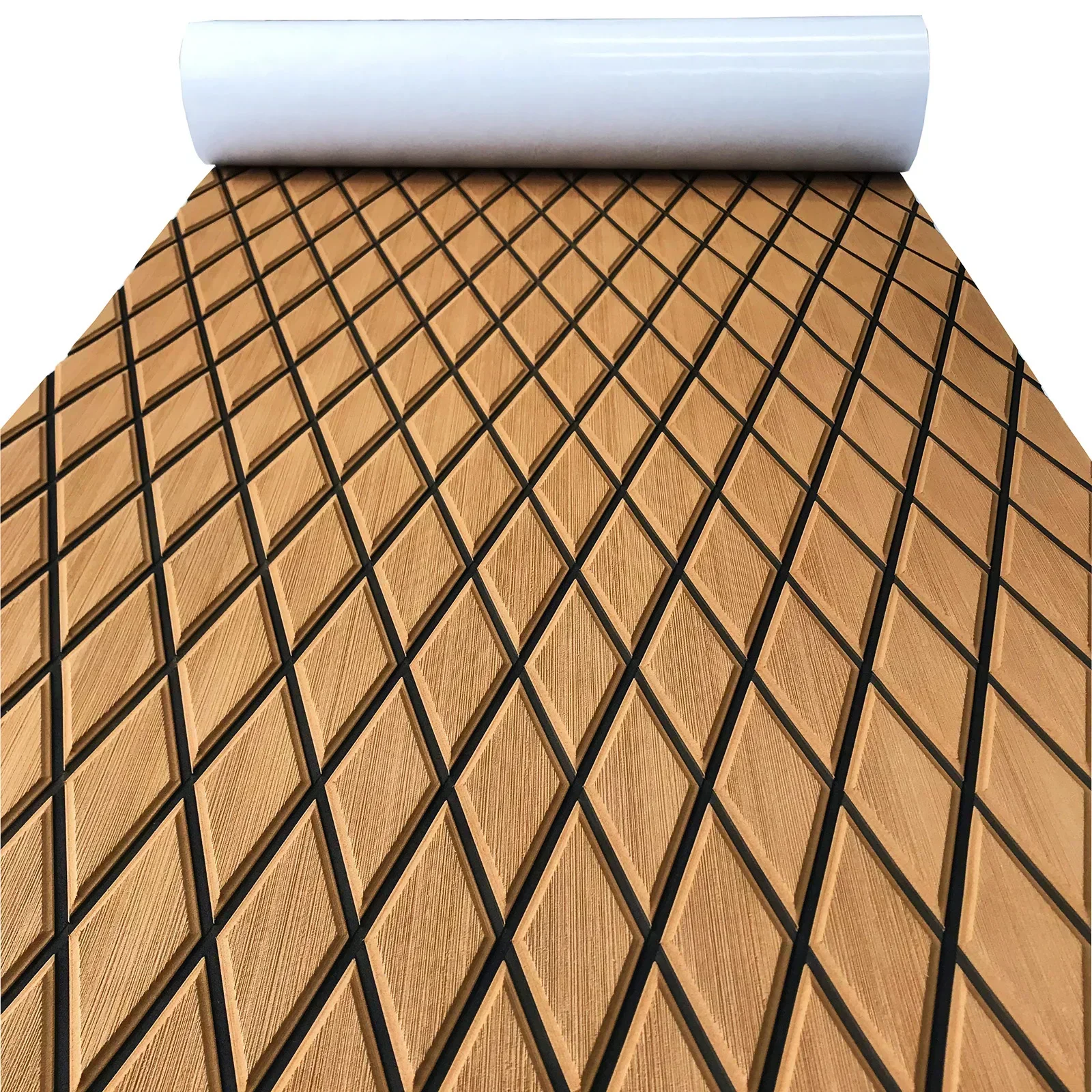2400x900x6mm Zelfklevende EVA Foam Bootvloer Pad Diamond Faux Teak Decking Sheet Antislip Marine Yacht RV Mat Accessoires