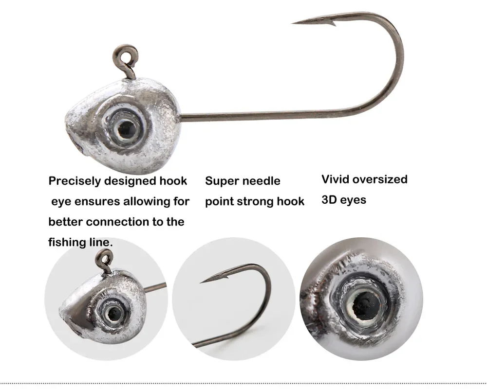 Grouper Crank Jig Head Hook Leaded 0.5g 1g 2g 3g 4g 5g Fly Fishing Hook Rockfish Game Jigs Hook Lure Soft Worm Bait Hook Tool