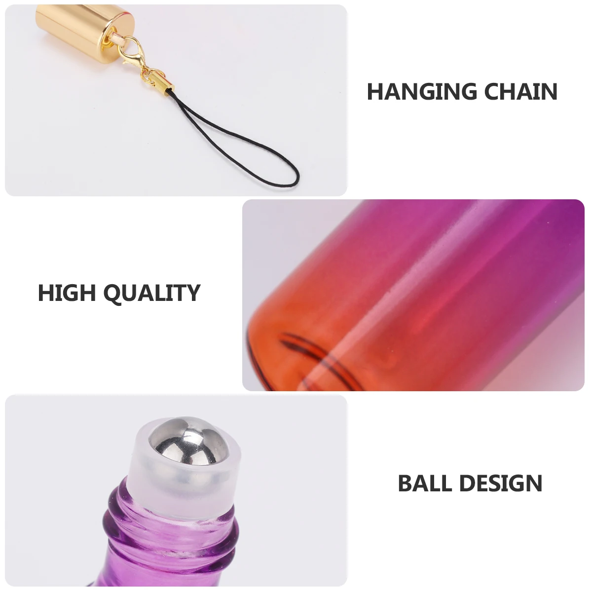

10 Pcs Empty Perfume Bottle Gradient Essential Oil Oils Refillable Rollerball Glass Bottles Travel Lip Glosses