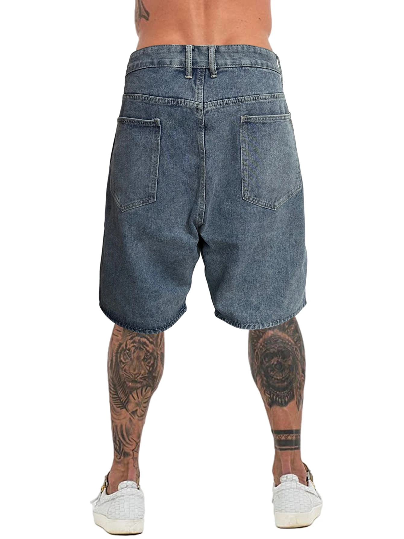 Mens Plus Size Denim Jeans Shorts Casual High-street Straight Jeans Hip Hop Streetwear Basic Short Joggers Pants  Men Clothing