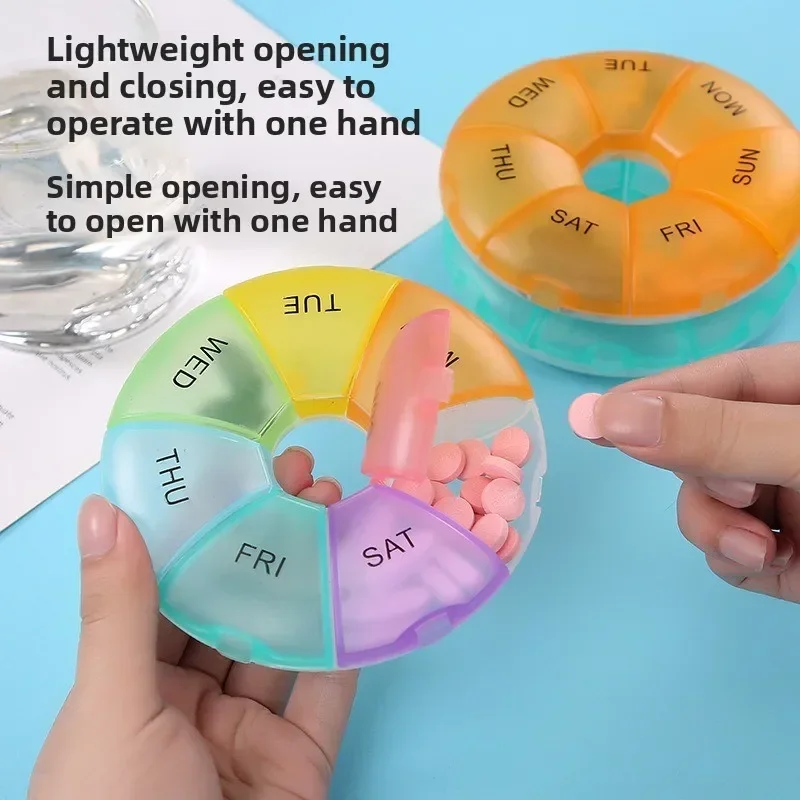 

7-day large capacity portable moisture-proof colored plastic box, medicine box packaging box