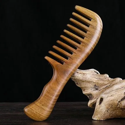 Green sandalwood comb sandalwood anti-static natural authentic large-toothed wide-toothed curly hair long hair home female