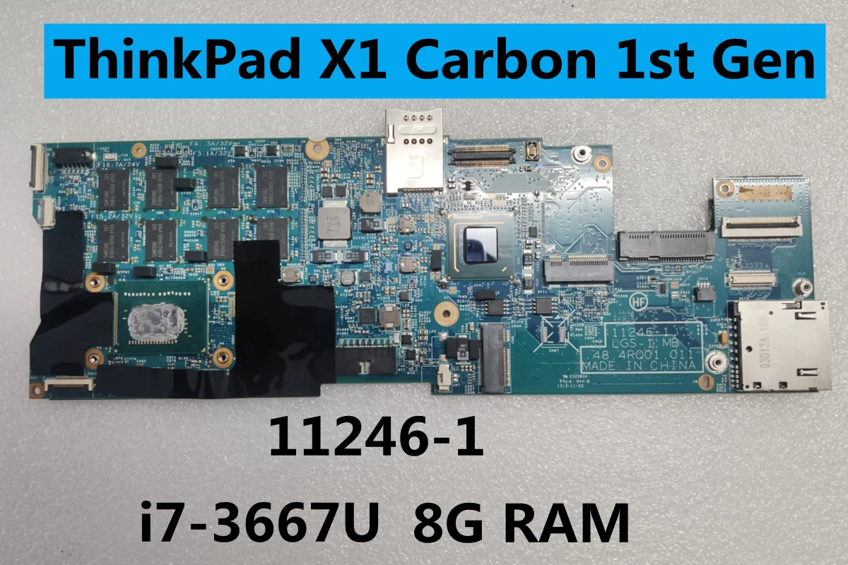 FOR  Lenovo ThinkPad X1 Carbon 1st Gen Laptop Motherboard  11246-1 i7-3667U w/CPU 8GB RAM  FRU 04Y1978 100% Fully Tested