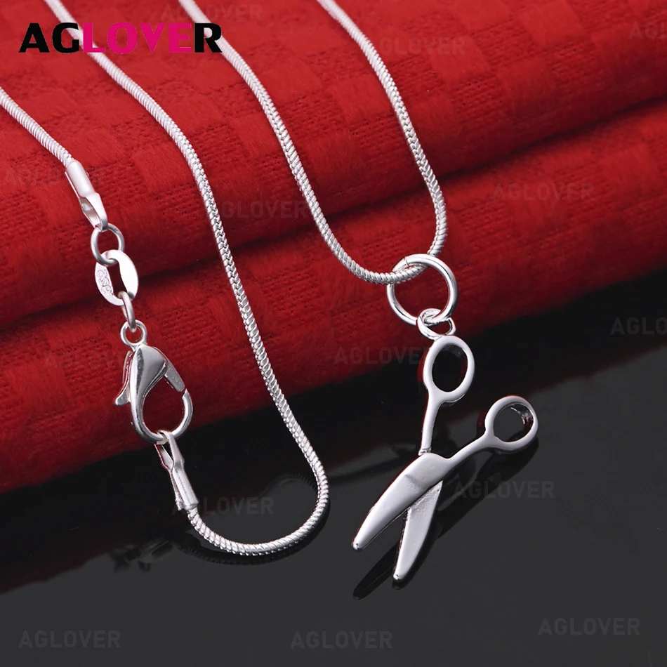 

AGLOVER 925 Sterling Silver Scissors Pendant Necklace Fashion Accessories Charming Women Birthday Gift Jewelry