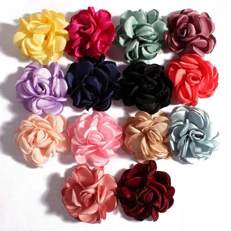 10Pcs 5.5CM Burned Edge Flower Boutique Flatback Artificial Soft Grilled Silk Fabric Flowers Wedding Party Home Floral Wreath