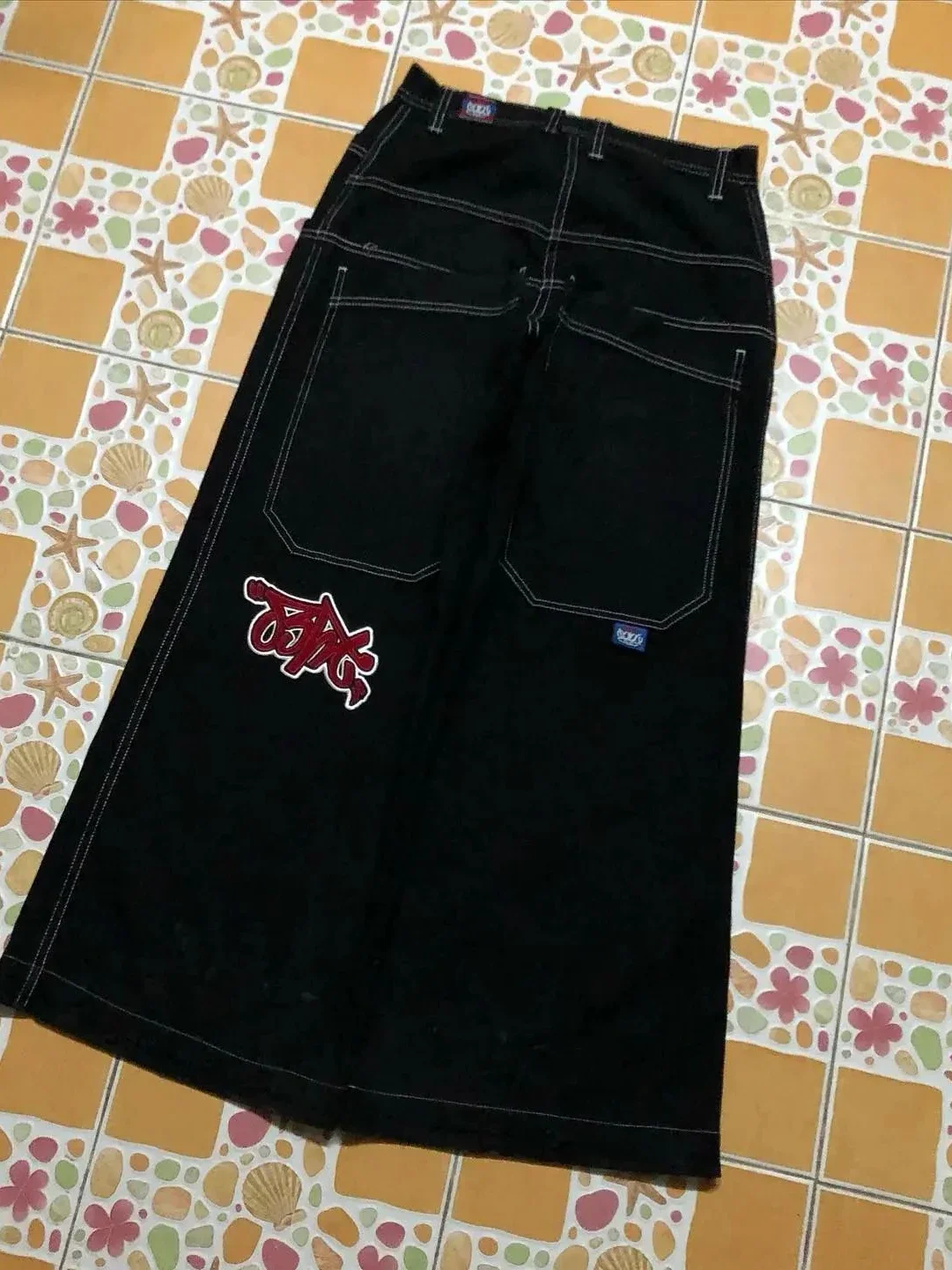 

Harajuku street skateboarding hiphop Jnco embroidery printed jeans 2024 American retro wide-leg y2k jeans baggy jeans goth pants