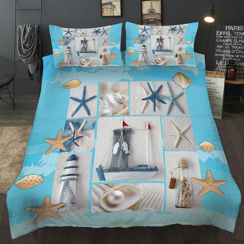 

Shell Pearl Beach - Style Double Duvet Covers Bedding Set (220x240), Queen & King Size, Comforter Sets with Free Shipping