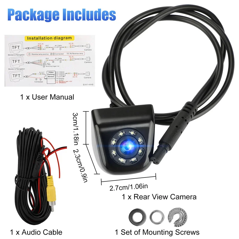 Universal Rearview Waterproof Backup Camera For Cars LED Night Vision For Auto Parking And Reverse Assistance