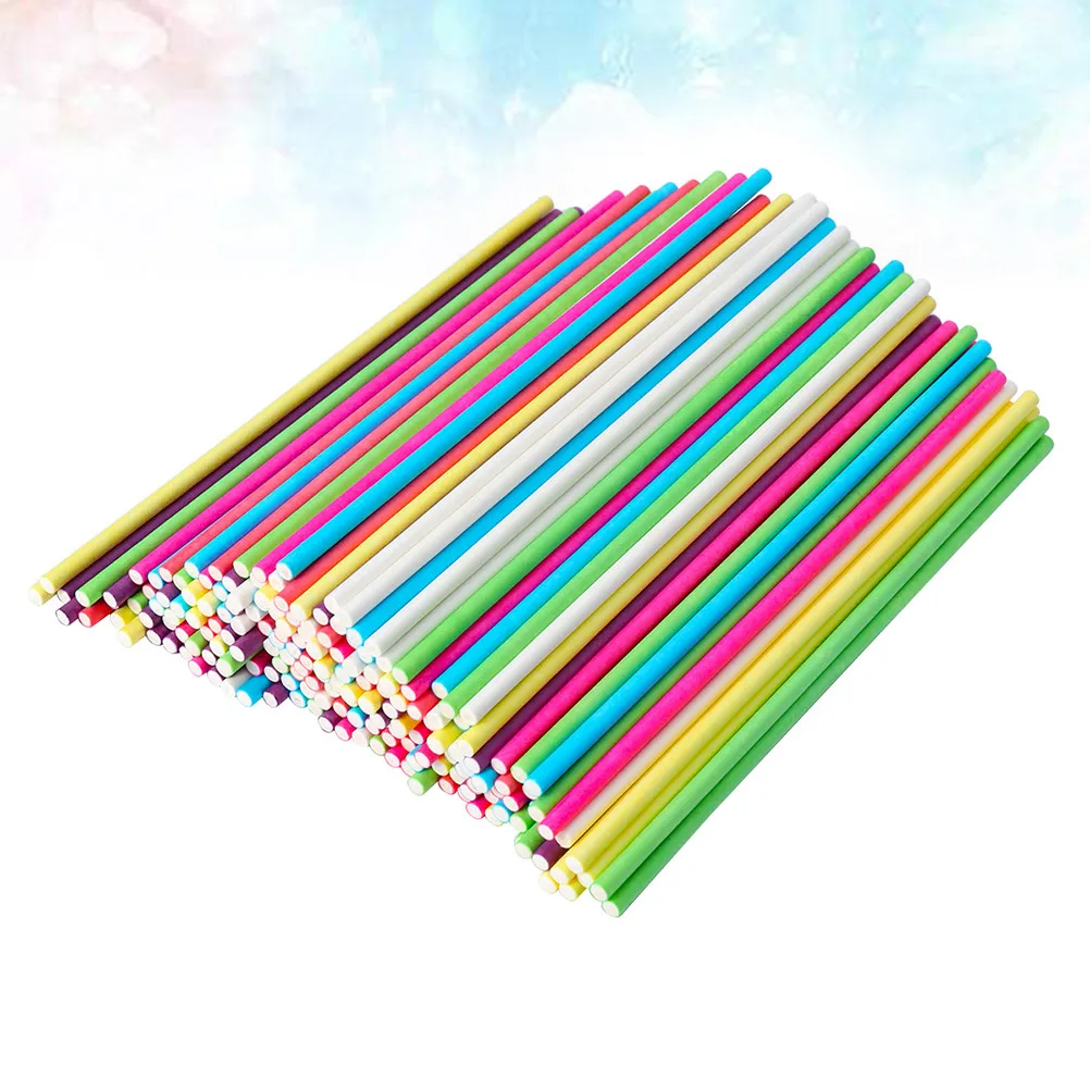 6Packs Paper Sticks Colorful Long-Lasting Baking Sticks for Chocolate Candy Cake Lollipops DIY Crafting Tools Home Use