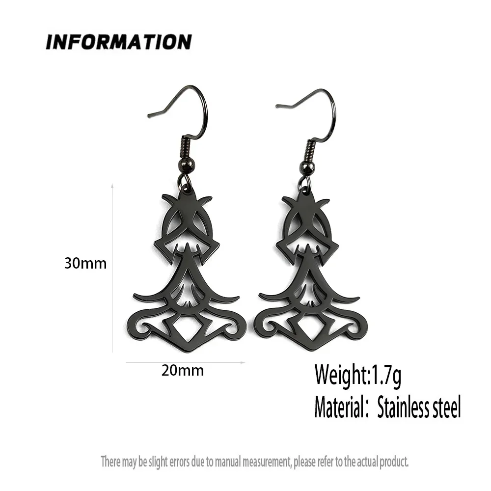 personality hollow geometric pattern Drop Earrings Women Stainless Steel gold plated Piercing hook up Pendant ear hook Jewelry