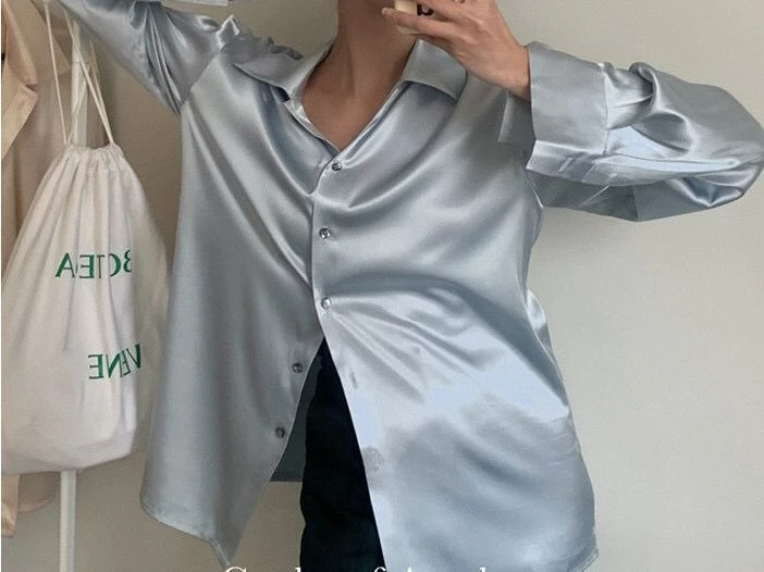 Long-sleeved Satin Shirt Women's Design Shirt Autumn New Loose Drape Retro Water Shirt Top
