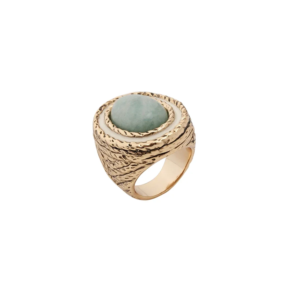 

AB/ Fashion copper alloy carved pattern Natural blue Tianhe stone with enamel design ring for women ring wedding party jewelry.