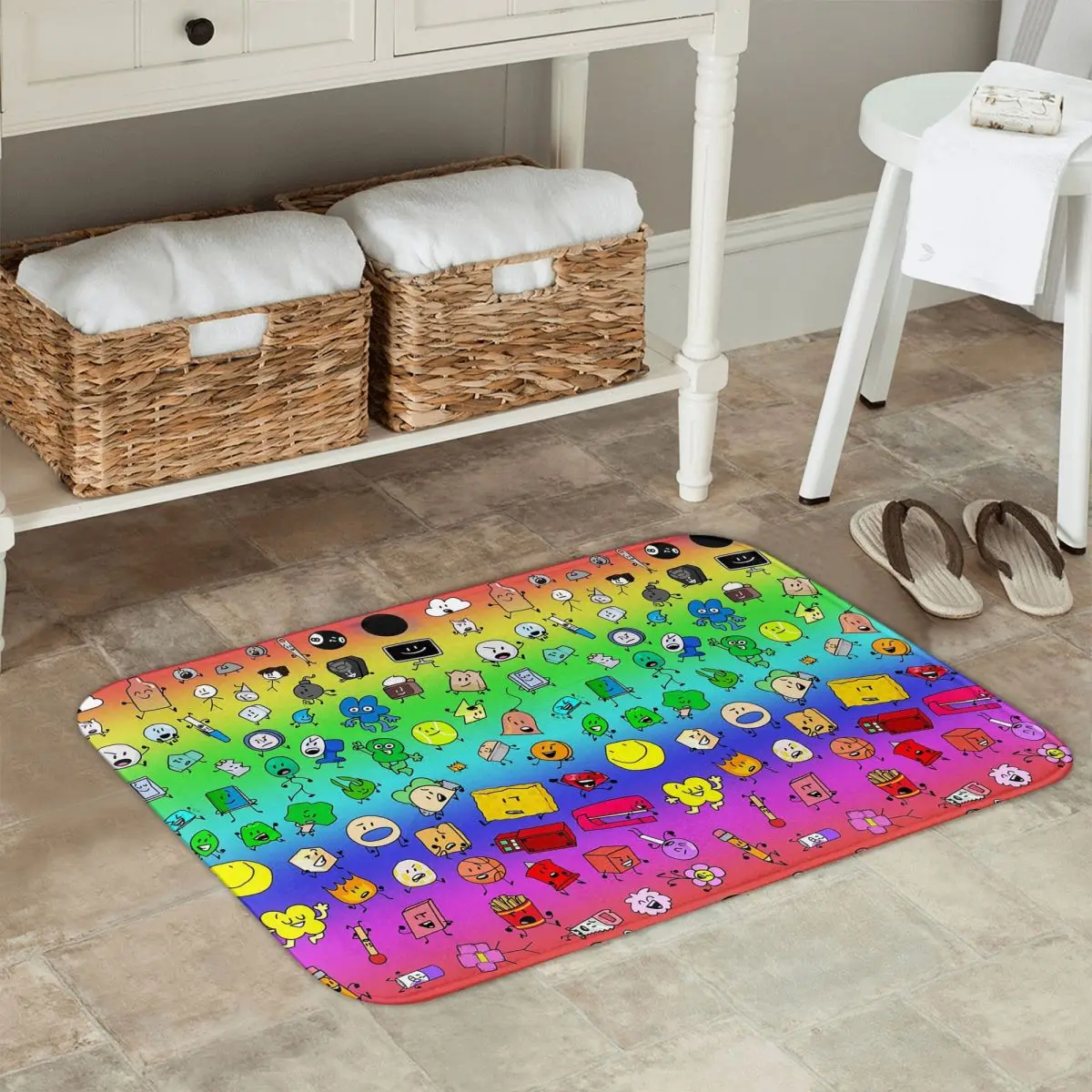 

BFDI All Characters Rainbow Non-slip Doormat Floor Mat Cushion Carpet Rug for Kitchen Entrance Home Bedroom Footpad Mats