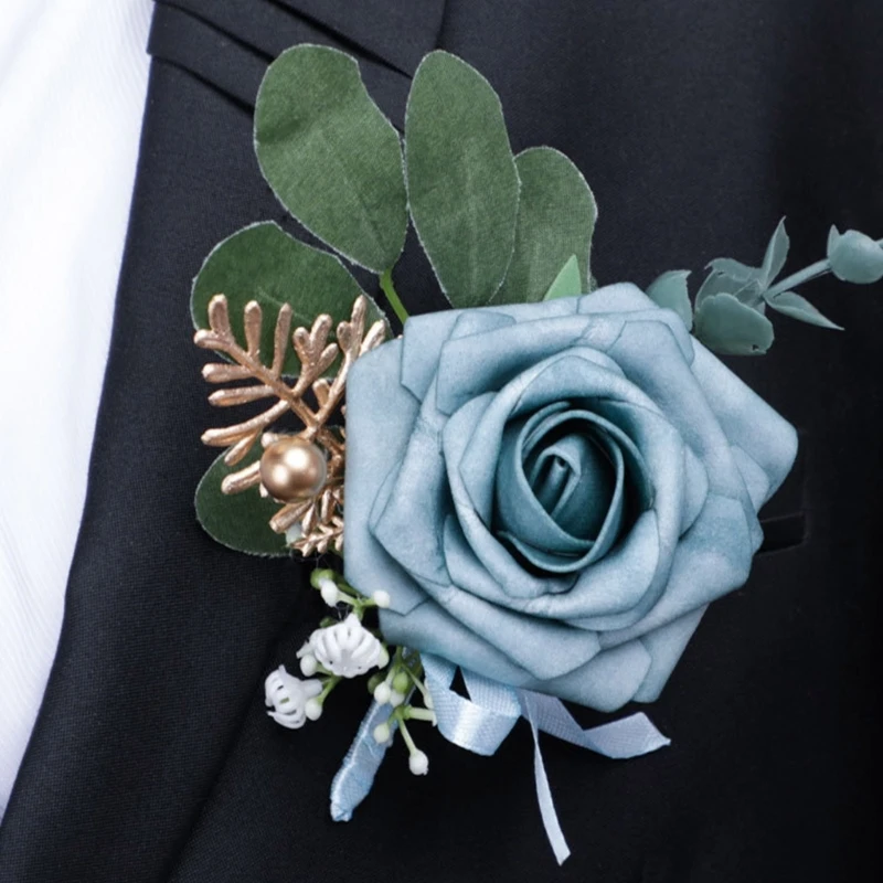 Bridal Wrist Flower Corsage Realistic Flower Boutonniere for Groomsmen Bridesmaids Wedding Corsage Party Wrist Corsage