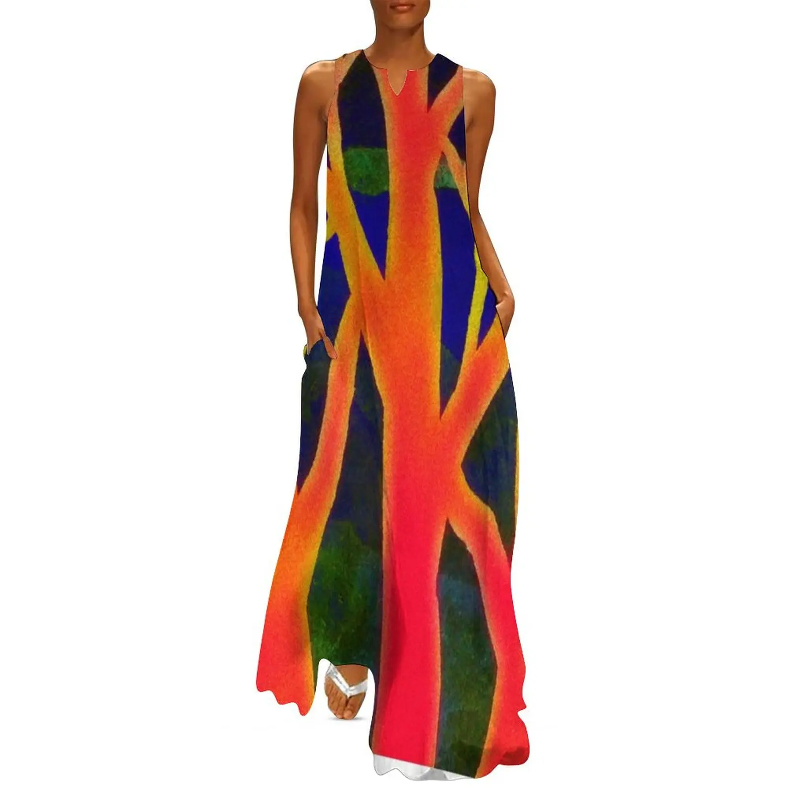 

Glowing Orange Neon Trees Long Dress Dress woman summer dress daily Long dresses summer woman 2025 trendy