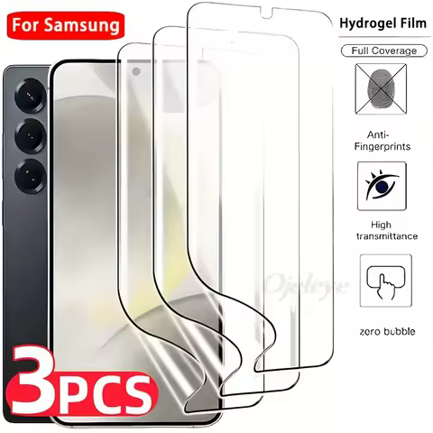 3PCS Full Cover Screen Protector For Samsung S24 FE S25 Ultra S23 S22 S21 S20 FE S25 Plus S23+ Soft Hydrogel Film Not Glass Film