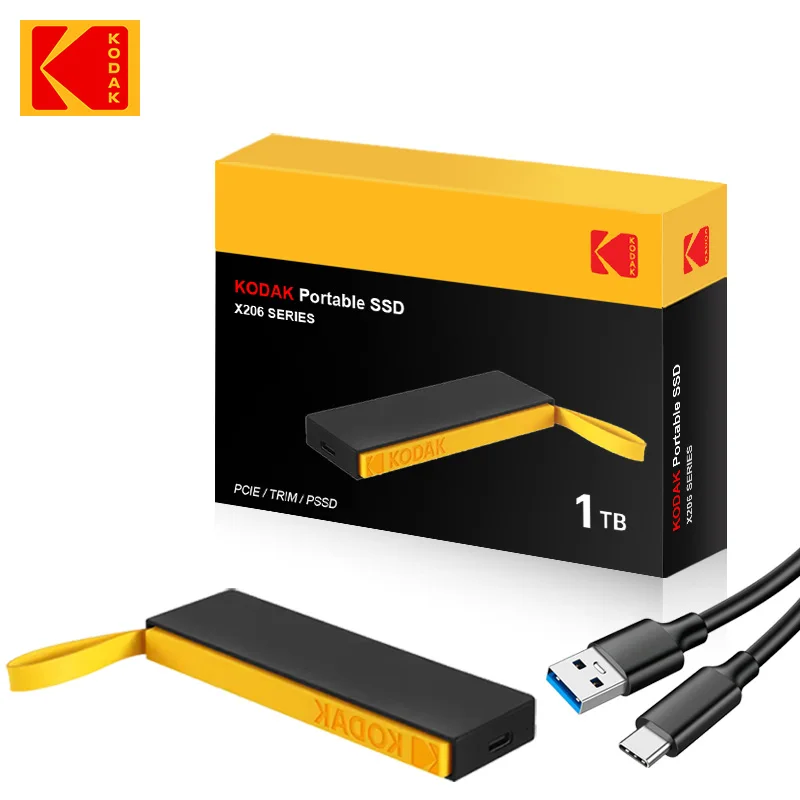 KODAK X206 1TB External SSD Hard Drive Flash USB 3.2 1000Mb/s Portable SSD 128GB 256GB 512GB Mini PSSD for Laptop PS5 Xbox