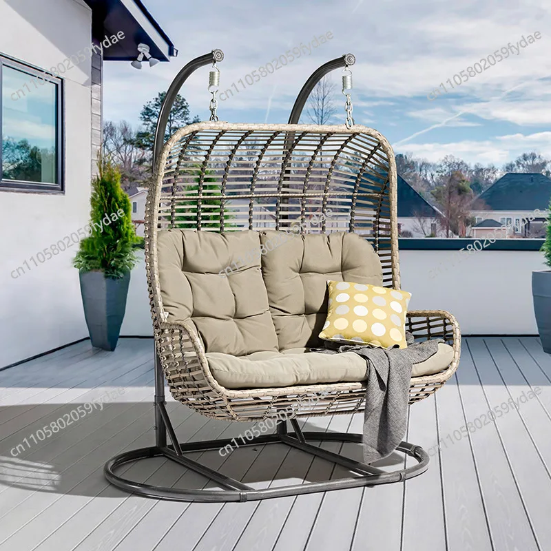 Outdoor swing hanging basket rocking chair couple double hanging chair courtyard leisure balcony garden furniture