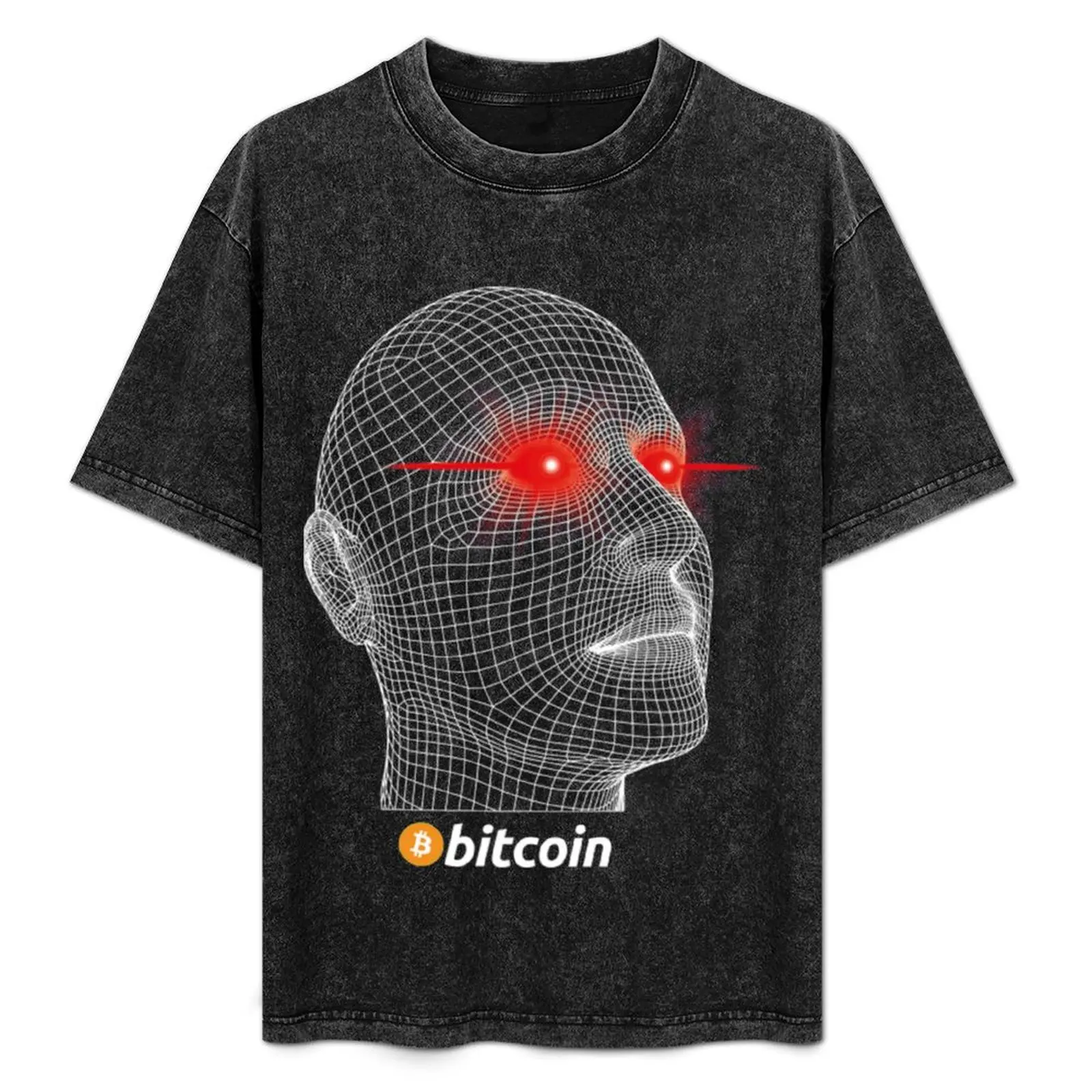 

Bitcoin Bitcoin Laser Eyes Wireframe Graphic T-Shirt Festival Casual Short Sleeve