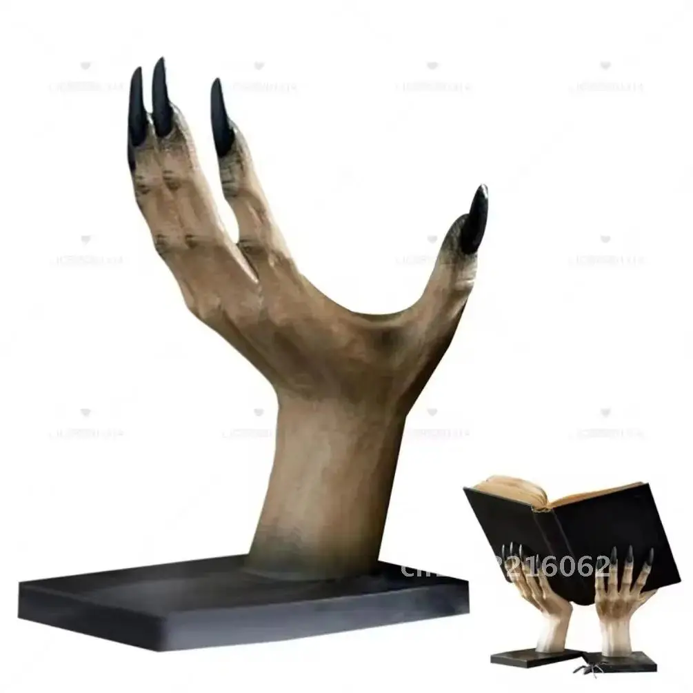 Halloween Decoration Book Stand Resin Statue Bookshelf Scary Party Book Bookcase Desk Home Holder Bedroom Hand Tabletop Witch