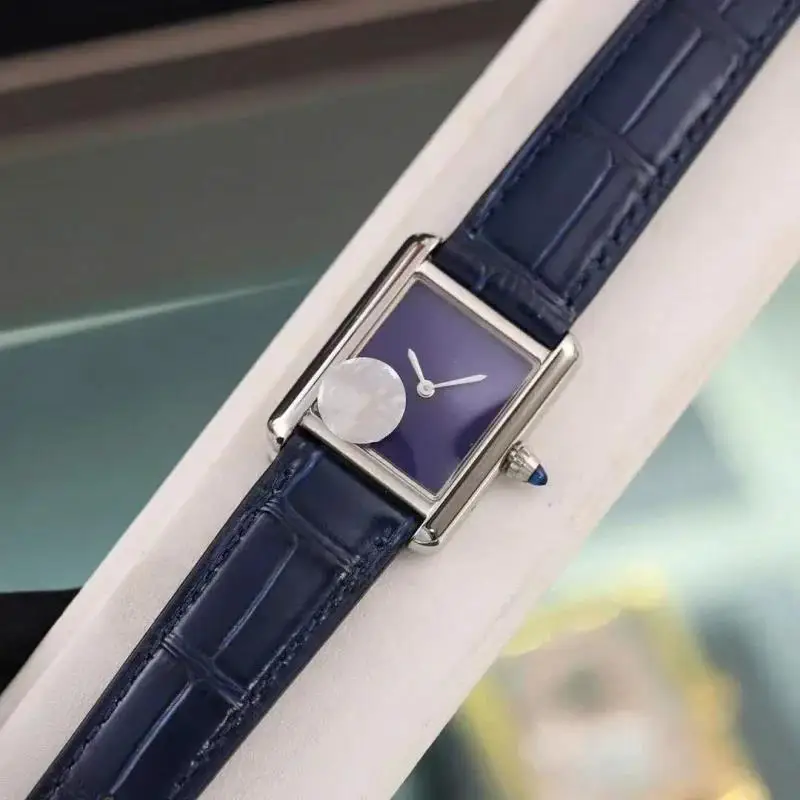 Reloj de lujo con movimiento de cuarzo para mujer, correa de cuero de acero inoxidable 904L, dorado, plateado, azul y verde